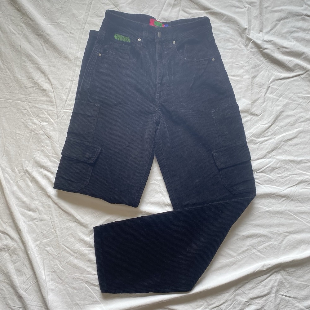 Empyre Black Corduroy Cargo Pants Women's 0 Y2K Skate Baggy Streetwear Tori